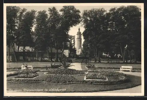 AK Arnstadt /Thüringen, Neue Blumenanlage im Schlossgarten