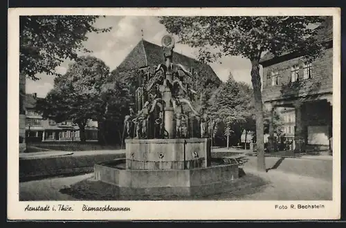 AK Arnstadt i. Thür., Am Bismarckbrunnen