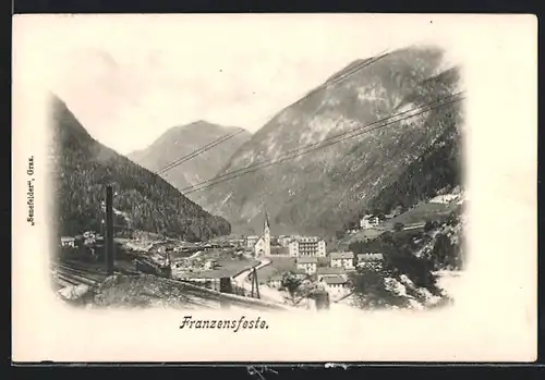 AK Franzensfeste, Blick von der Bahntrasse auf den Ort