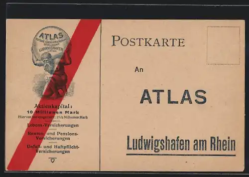 AK Atlas - Deutsche Lebensversicherungs-Gesellschaft Ludwigshafen, Reklame