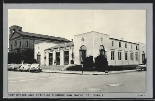 AK San Mateo, CA, Post Office and Catholic Church