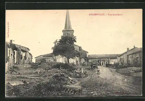 AK Athienville, Vue interieure avec Eglise