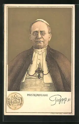 Künstler-AK Portrait des Papstes Pius XI.