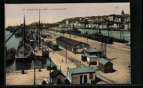 AK Boulogne-sur-Mer, Le Port et la Ville