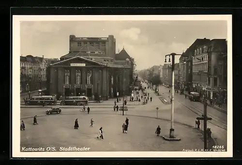 AK Kattowitz, Blick auf das Stadttheater