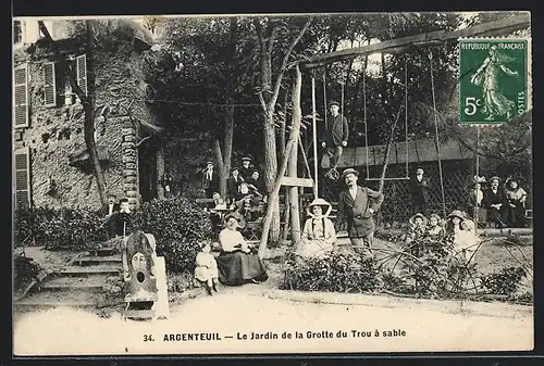 AK Argenteuil, Le Jardin de la Grotte du Trou à sable