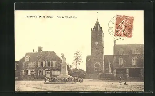 AK Juvigny le Tertre, Hotel de Ville et Eglise