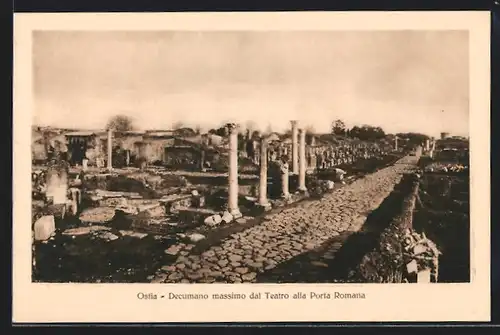 AK Ostia, Decumano massimo dal Teatro alla Porta Romana