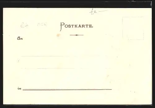 Passepartout-Lithographie Herrenalb, Teilansicht mit Blick ins Land, Reh am Waldrand