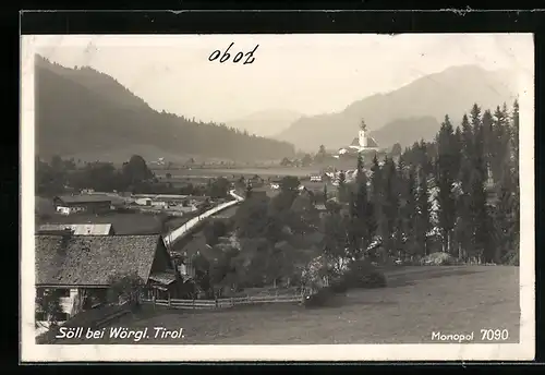 Foto-AK Söll bei Wörgl, Ortspanorama mit Blick zur Kirche