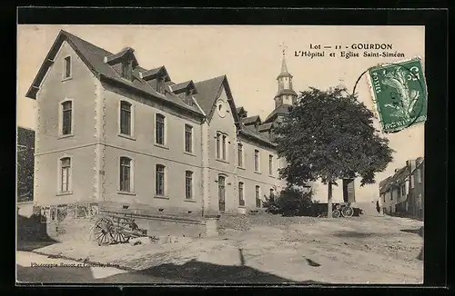 AK Gourdon, L`Hopital et Eglise Saint-Siméon