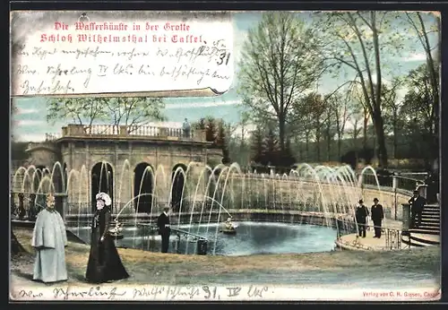 AK Calden, Die Wasserkünste in der Grotte, Schloss Wilhelmsthal