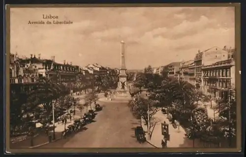 AK Lisboa, Avenida da Liberdade, Pferdekutschen