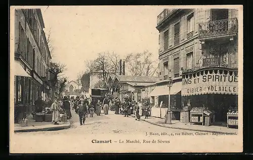 AK Clamart, Le Marché, rue Sèvres, Marktszene