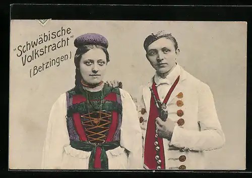 AK Betzingen, Junges Paar, schwäbische Tracht