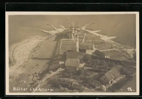 AK Bülker Leuchtturm aus der Vogelschau