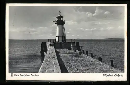 AK Sassnitz, Leuchtturm mit Mole