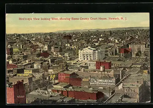 AK Newark, NJ, Bird`s-eye View looking West, showing Essex County Court House