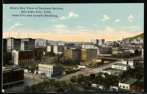 AK Salt Lake City, UT, Bird`s Eye View of Business Section from City and County Building