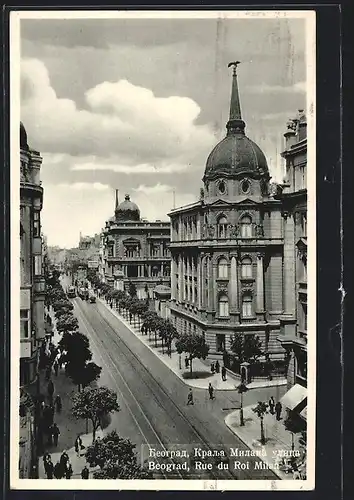 AK Beograd, Rue du Roi Milan, Strassenpartie