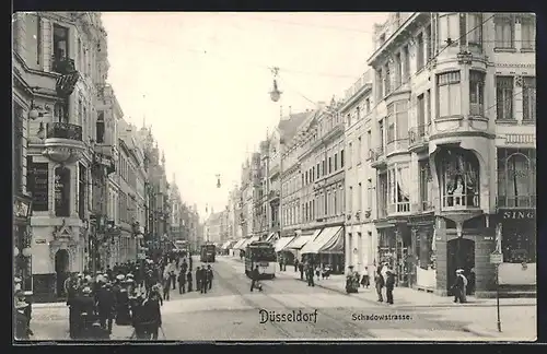 AK Düsseldorf, Strassenbahn in der Schadowstrasse