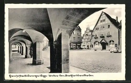 AK Lemgo, Marktplatz, unter den Rathausarkaden