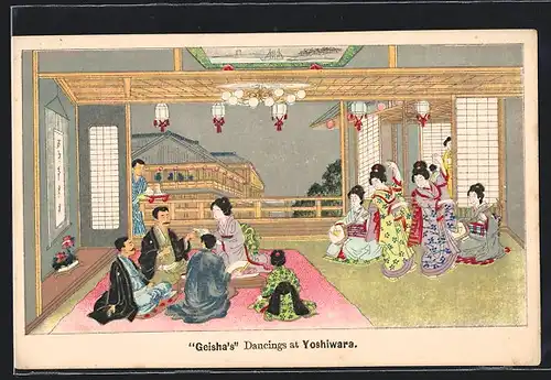 Künstler-AK Geisha dancing at Yoshiwara