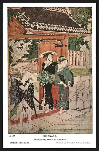 Künstler-AK Kiyonaga: Sheltering from a Shower