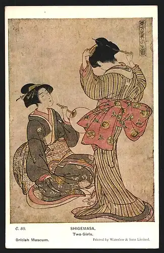 Künstler-AK Shigemasa, Two Girls, Zwei Japanerinnen