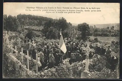 AK Lisieux, Pèlerinage Militaire à la Tombe de Soeur Therese de l`Enfant Jesus