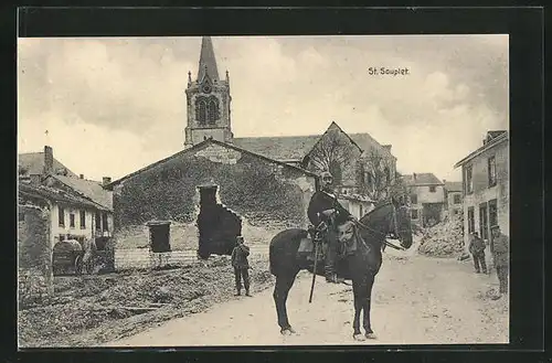 AK St-Souplet, Ortspartie mit Soldaten