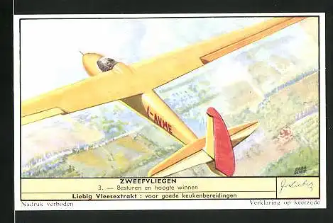 Sammelbild Liebig, Zweefvliegen - Besturen en hoogte winnen