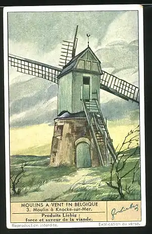 Sammelbild Liebig, Moulins A Vent En Belgique, 3. Moulin à Knocke-sur-Mer