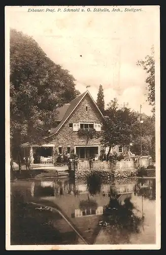 AK Stuttgart, Bauausstellung 1908, Gasthaus Weinhaus am See v. G. Koppenhöfer