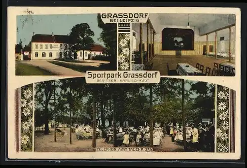 AK Grassdorf bei Leipzig, Gasthof Sportpark