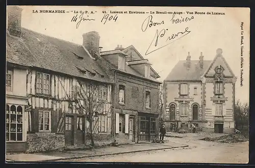 AK Le-Breuil-en-Auge, Vue Route de Lisieux