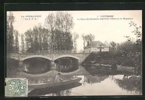 AK Couterne, Le Pont de Couterne séparant l`Orne et la Mayenne