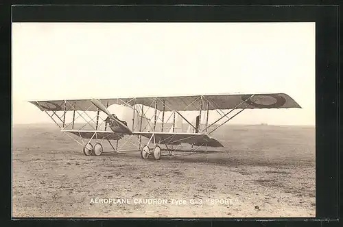 AK Doppeldecker-Flugzeug Caudron Type G-3 Sport