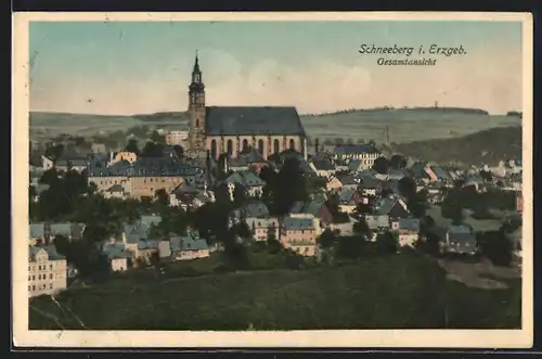 AK Schneeberg i. Erzgeb., Gesamtansicht mit Kirche