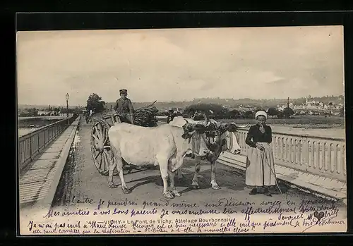 AK Vichy, Le Pont de Vichy, Attelage Bourbonnais