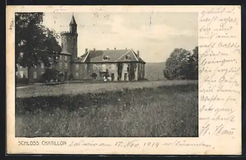 AK Chatillon, Blick über die Wiese auf das Schloss