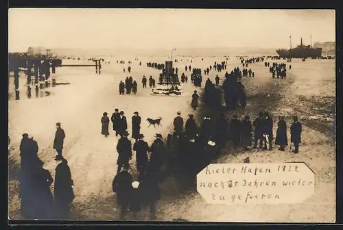 Foto-AK Kiel, Kieler Hafen 1922 nach 20 Jahren wieder zugefroren