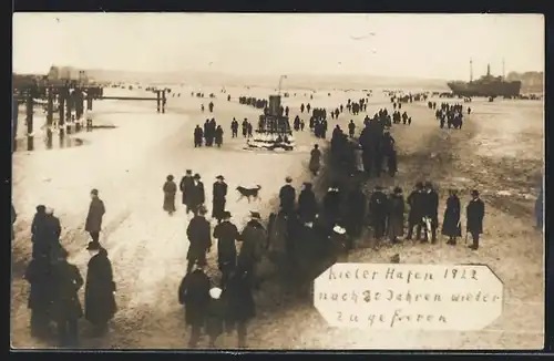 Foto-AK Kiel, Kieler Hafen 1922 nach 20 Jahren wieder zugefroren