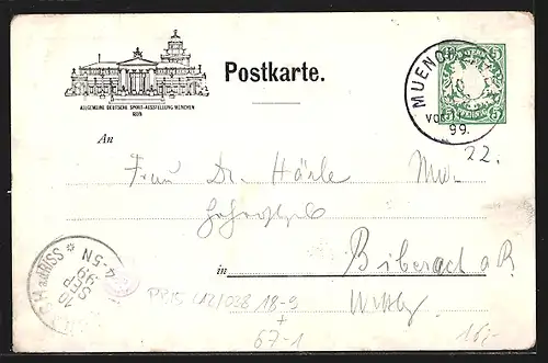 Künstler-AK München, Allgemeine Deutsche Sportausstellung 1899, Panorama der Radfahrer