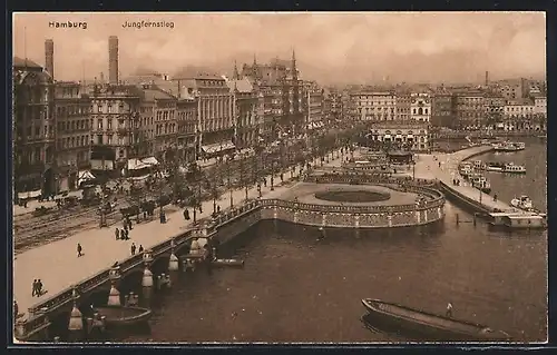 AK Hamburg-Neustadt, Jungfernstieg mit Booten