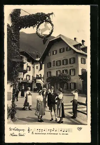 AK St. Wolfgang, Gasthaus Weisses Rössl, Lied