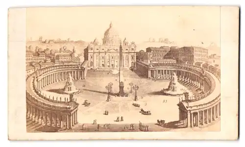 Fotografie unbekannter Fotograf, Ansicht Rom, Blick auf den Petersplatz mit Dom, nach einem Gemälde