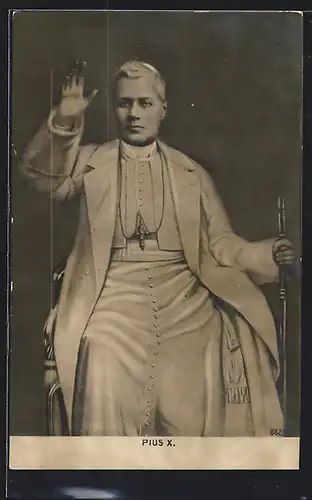 AK Papst Pius X. mit segnender Hand