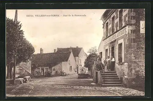 AK Villiers-sur-Yonne, Rue de la Promenade, Auberge Rollin