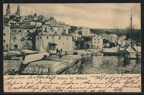 AK Volosca bei Abbazia, Blick auf den Hafen